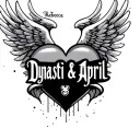 "Tom Rebecca" "Dynasti & April" "Dynasti & April" names inside a heart with wings flying tattoo design idea