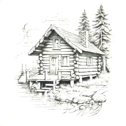 Log Cabin tattoo design idea