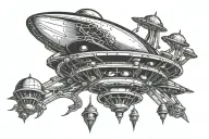 Alien spaceship abducting tattoo design idea