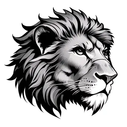 Half Lion Face tattoo design idea