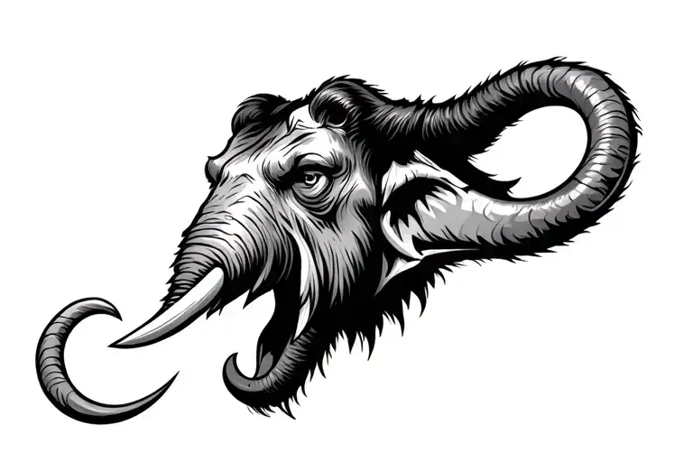 aggressive mammoth head tattoo design idea