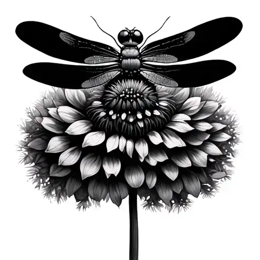 Dragonfly Dandelion tattoo design idea