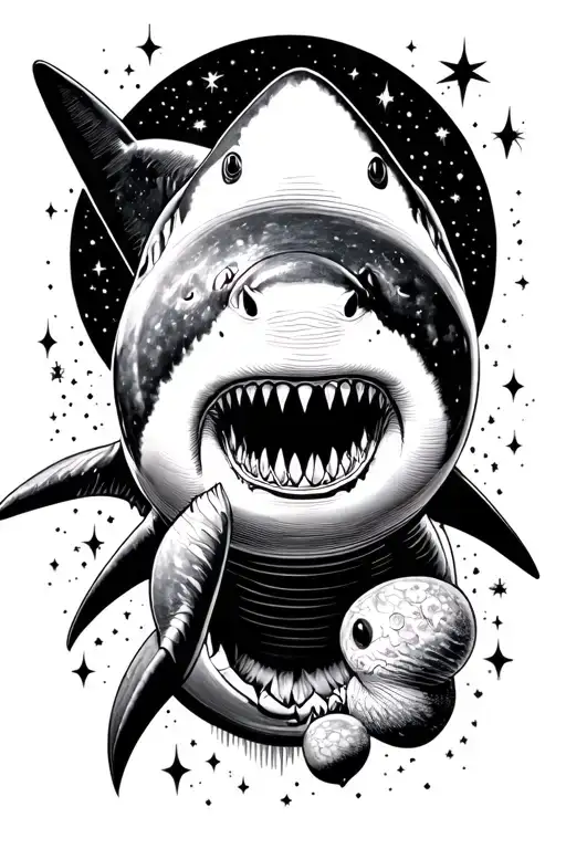 shark in space tattoo tattoo design idea