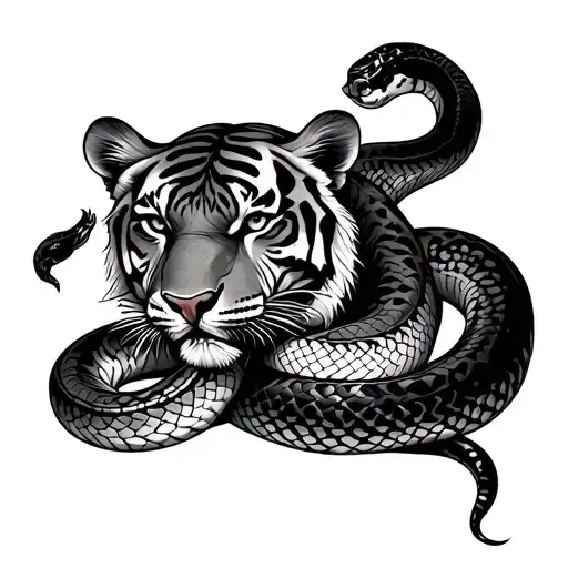 tiger and snake tattoo design idea