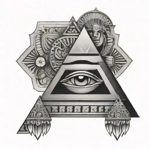 pyramid and Egyptian eye tattoo design idea