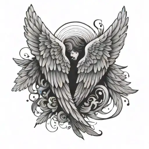 mourning angel wings tattoo design idea