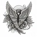 mourning angel wings tattoo design idea