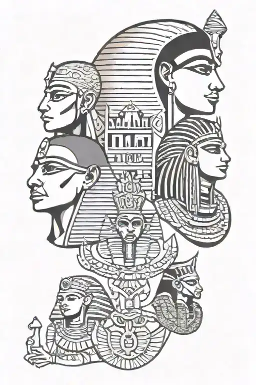 Egyptian styled, includes the words, mum, dad and brother in Egyptian writing tattoo design idea
