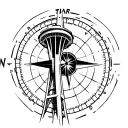 Seattle space needle with north compass tattoo design idea