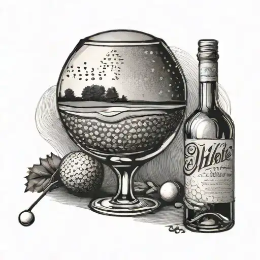 Wine, Golf ball and Poem written tattoo design idea