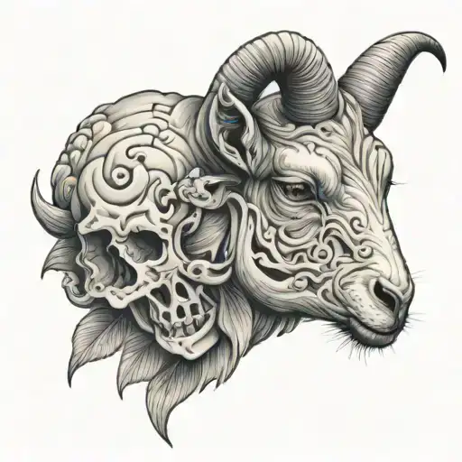 lamb crushing skull tattoo design idea