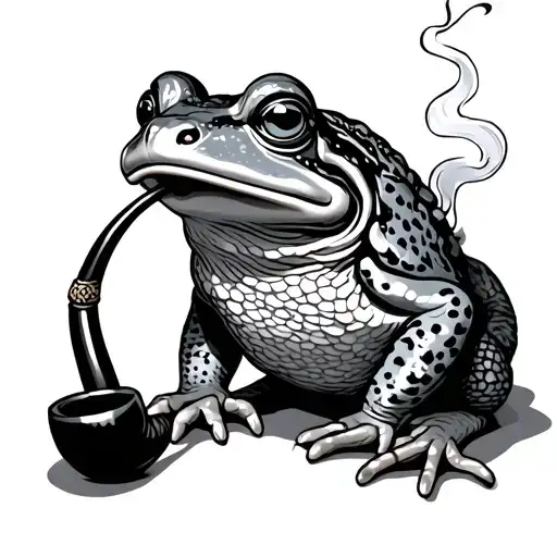 traditional Japanese toad smoking a pipe tattoo design idea