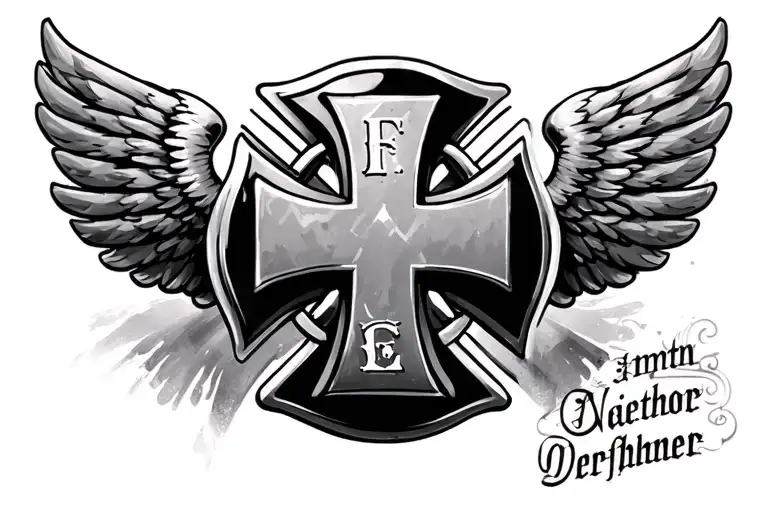 firefighter Maltese cross tattoo design idea