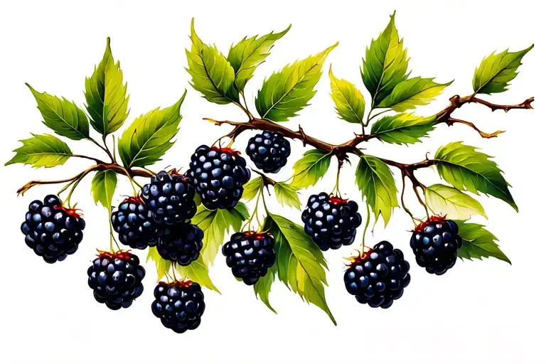 blackberry fruit tree branch  tattoo design idea