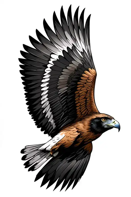 red tailed hawk flying tattoo design idea