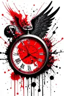 Angels and broken watches dripping tattoo design idea