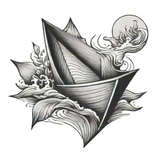 paper boat tattoo design idea