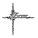 "Forever" Create an image of a tattoo that says "Forever". Make the word into a horizontal cross that reads "Forever" from left to tattoo design idea