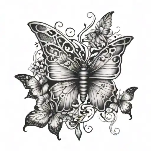 rib cage with butterflies  tattoo design idea