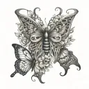rib cage with butterflies  tattoo design idea