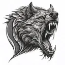 dark snarling wolf tattoo design idea