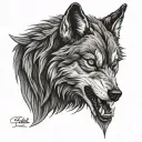 dark snarling wolf tattoo design idea