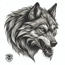 dark snarling wolf tattoo design idea