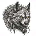 dark snarling wolf tattoo design idea