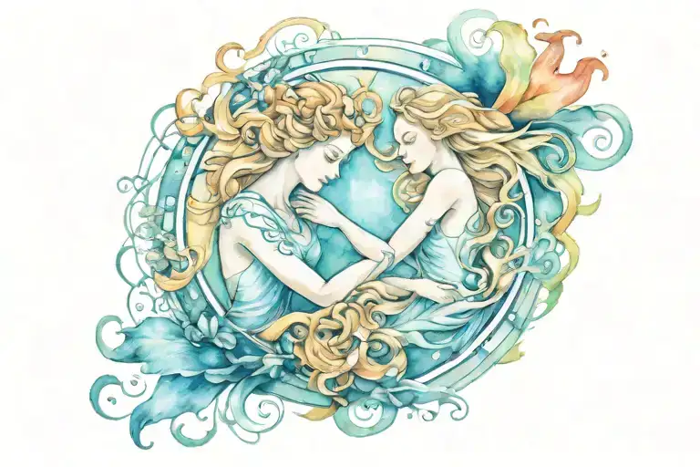 virgo and aquarius astrology sign entangled tattoo design idea
