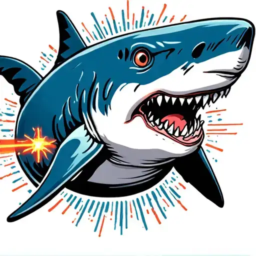 shark with laser beam on its head  tattoo design idea