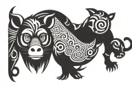 monkey and pig  tattoo design idea