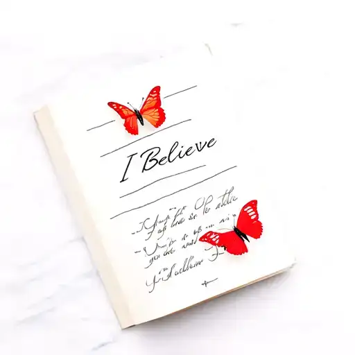 Bible with a few pages gently turning into red butterflies with I believe  tattoo design idea