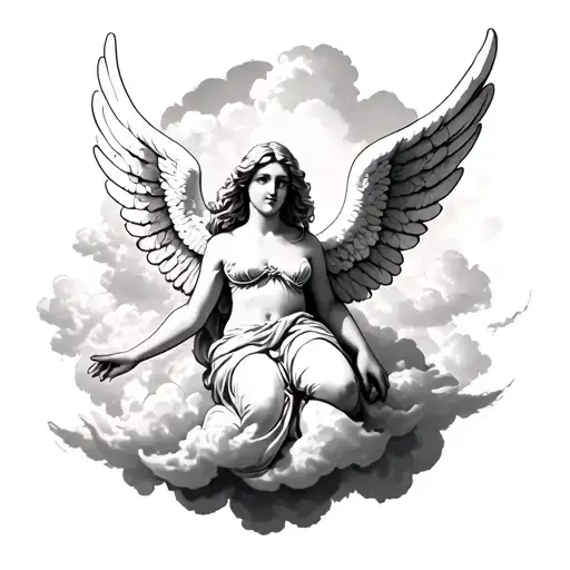 Angel On Cloud tattoo design idea