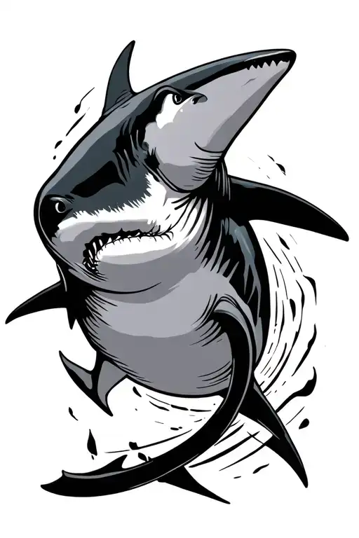 simple bull shark outline tattoo design idea