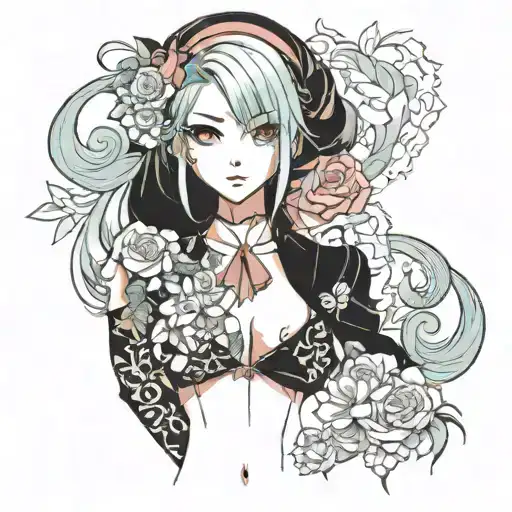 anime girl with boobs cute tattoo design idea