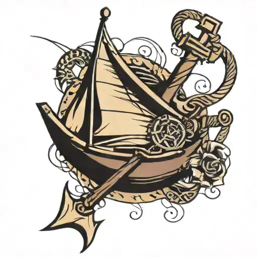 drummer ship anchor intertwined tattoo design idea
