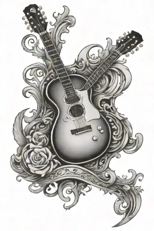 guitar light from heaven gates tattoo design idea