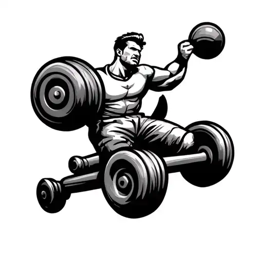 shotput athlete and cannon logo merged tattoo design idea