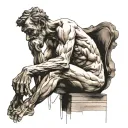 rodin's sitting minautore thinker tattoo design idea