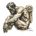 rodin's sitting minautore thinker tattoo design idea