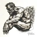 rodin's sitting minautore thinker tattoo design idea