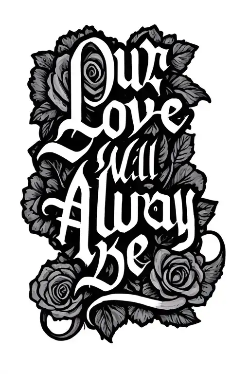"Our Love Will Always Be" Olde English font tattoo design idea