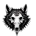 wolf skull front view tattoo design idea