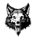 wolf skull front view tattoo design idea