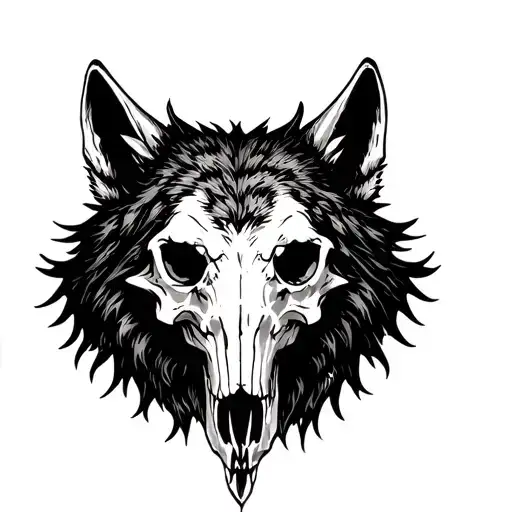wolf skull front view tattoo design idea