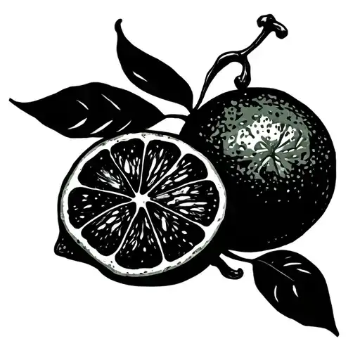 yellow lemon and lime tattoo design idea