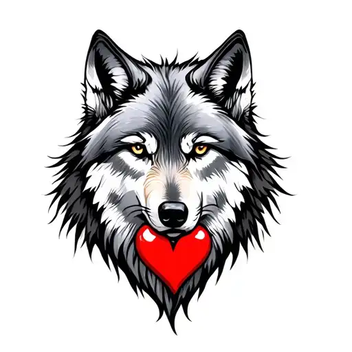 wolf and heart tattoo design idea