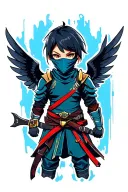 ninja wearing armour with wings tattoo design idea