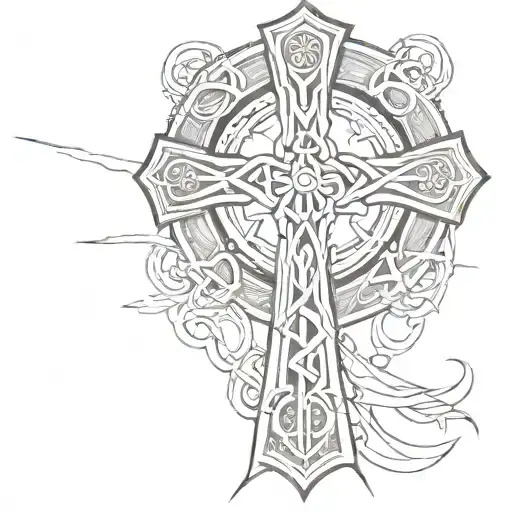 Irish Celtic cross tattoo design idea