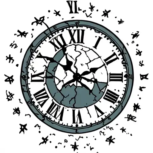 time waits for no one half broken clock numeral numbers  tattoo design idea
